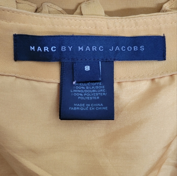 Marc by marc jacobs yellow Mustard Silk ruffle mini dress Size 8 - Picture 12 of 14